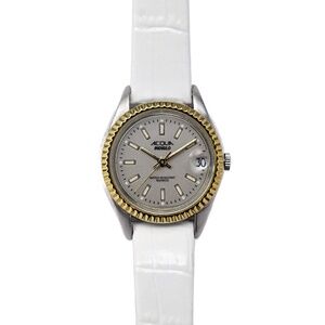 Timex Acqua Indiglo Ladies Grey Dial Gold Fluted Bezel Watch 25mm Quartz